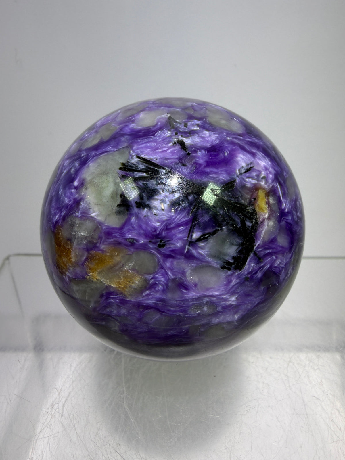 Charoite Crystal Sphere. 50mm. High Quality Beautiful Crystal. Amazing Patterns And Flash. Stunning Rare Crystal