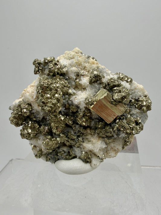 Pyrite And Needle Quartz Display Specimen. Gorgeous Pyrite Cube Cluster From Peru.
