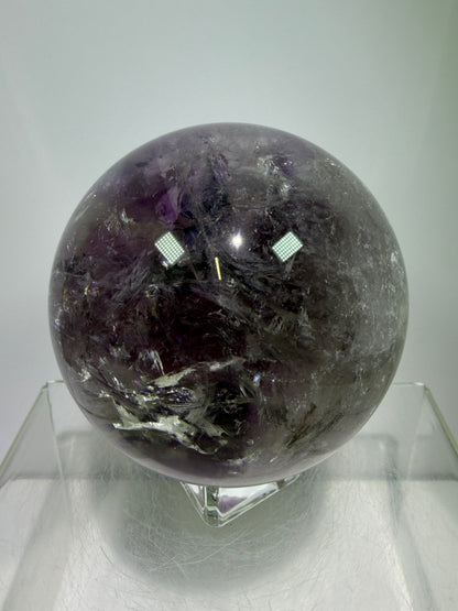 Phantom Amethyst Sphere. 74mm. Gorgeous Amethyst With Nice Rainbows. Amazing Display Sphere.