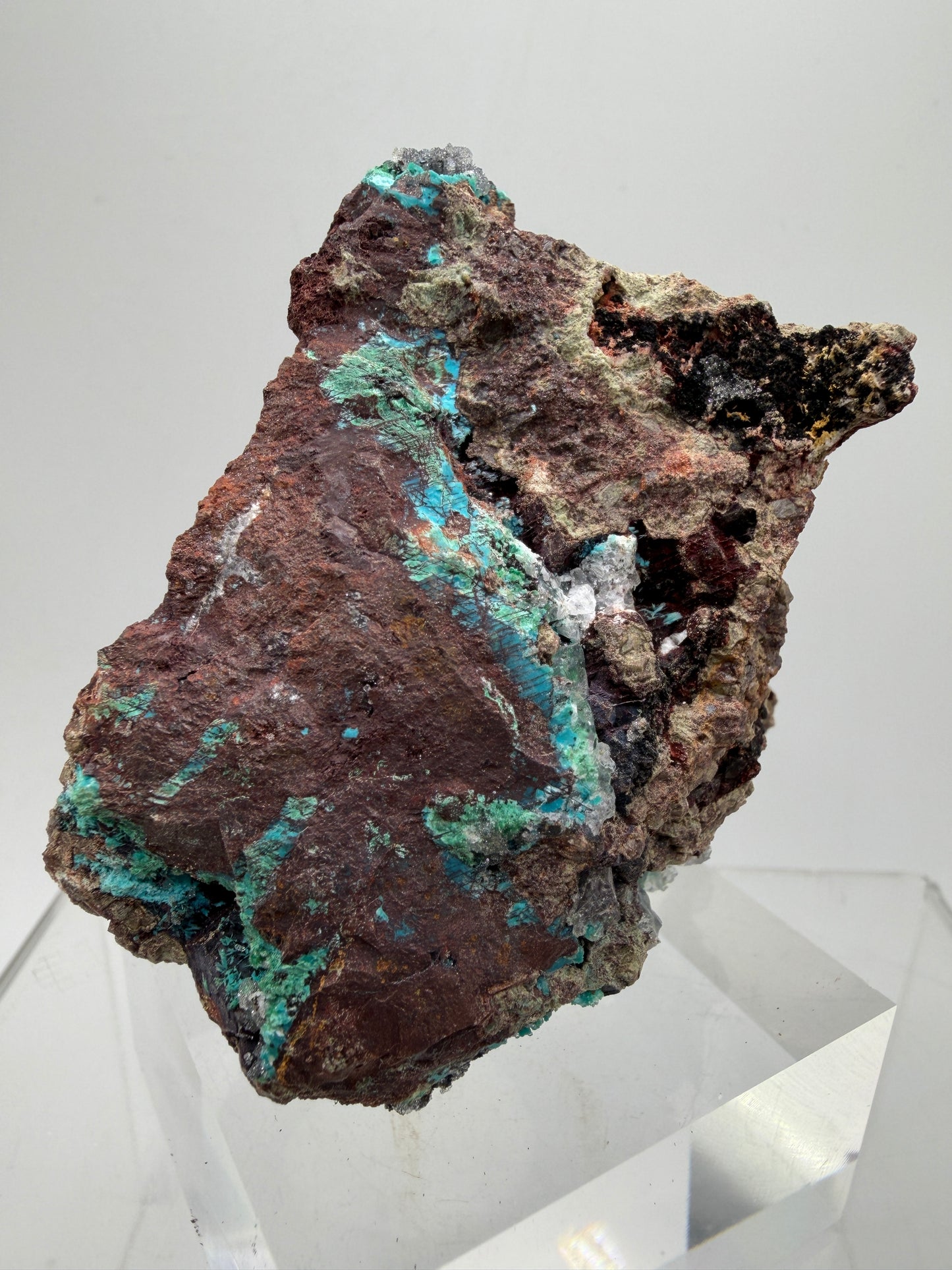 Rosasite And Malachite Specimen. Colorful High Quality Specimen From Mexico. Rare Mineral For Collections