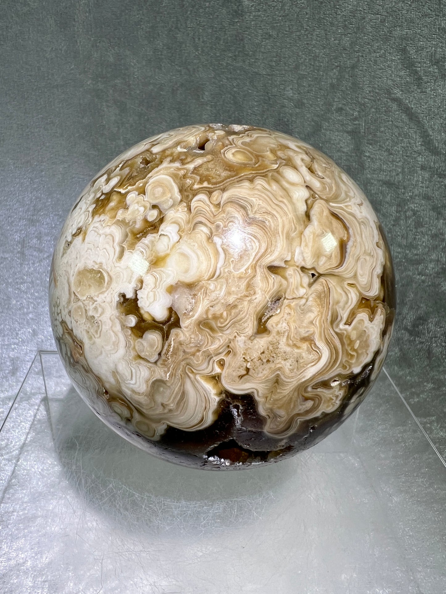 Amber Calcite Druzy Sphere. 96mm. Amazing Patterns With Incredible Druzy. Gorgeous Display Sphere.