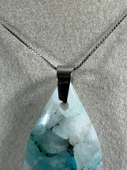 Quantum Quattro Crystal Pendant. High Quality Rare Necklace From Peru. Gorgeous Color Combination. S925 Silver Necklace Included