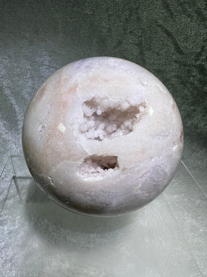 Flower Agate Sphere. 85mm. Gorgeous Purple Flower Druzy. Beautiful Combination Of Flower Agate And Amethyst. Amazing Display Sphere.