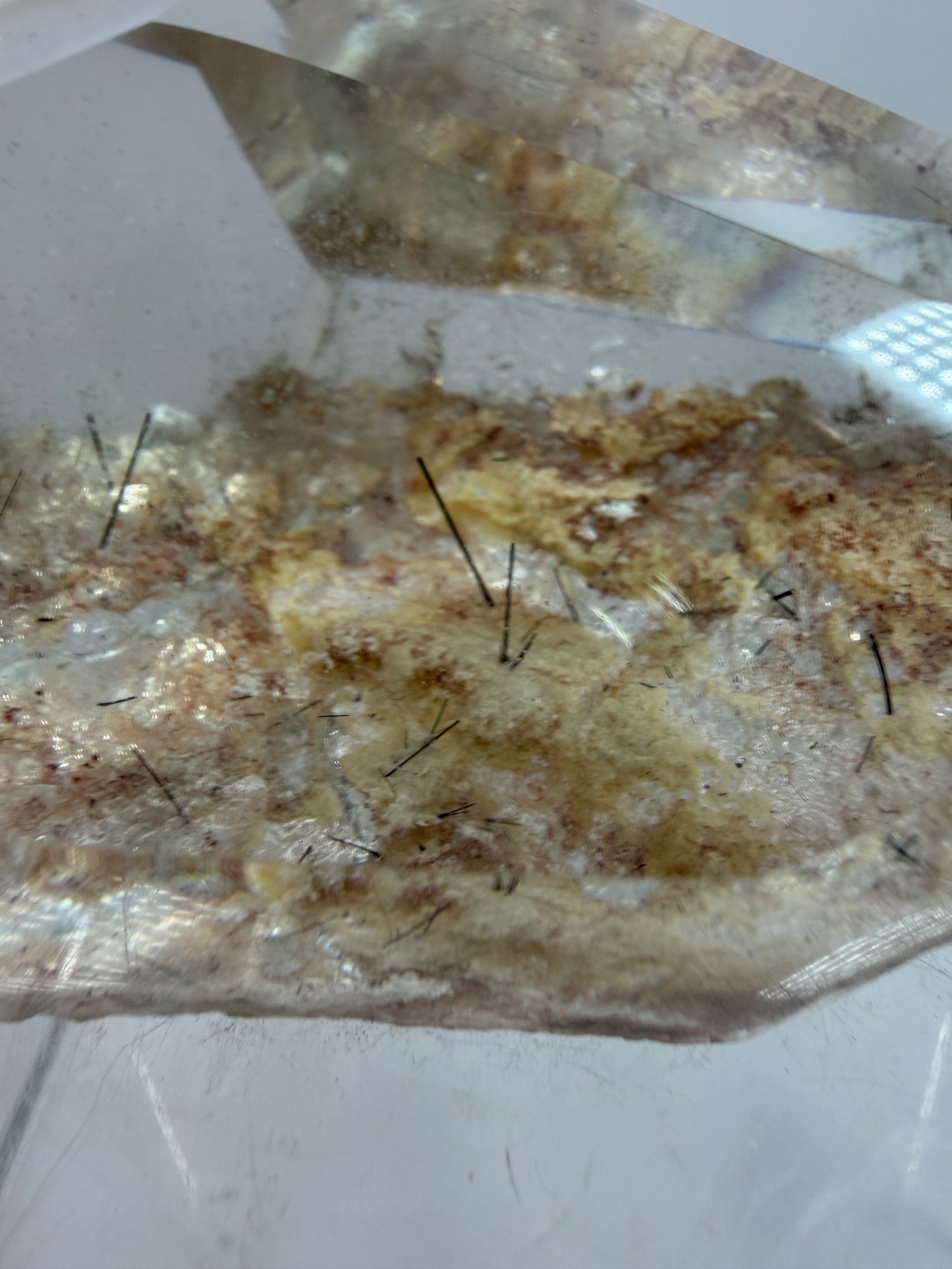 Garden Quartz Polished Freeform. Gorgeous Tourmaline And Scenic Quartz From Brazil. Very High Quality Lodolite Freeform.