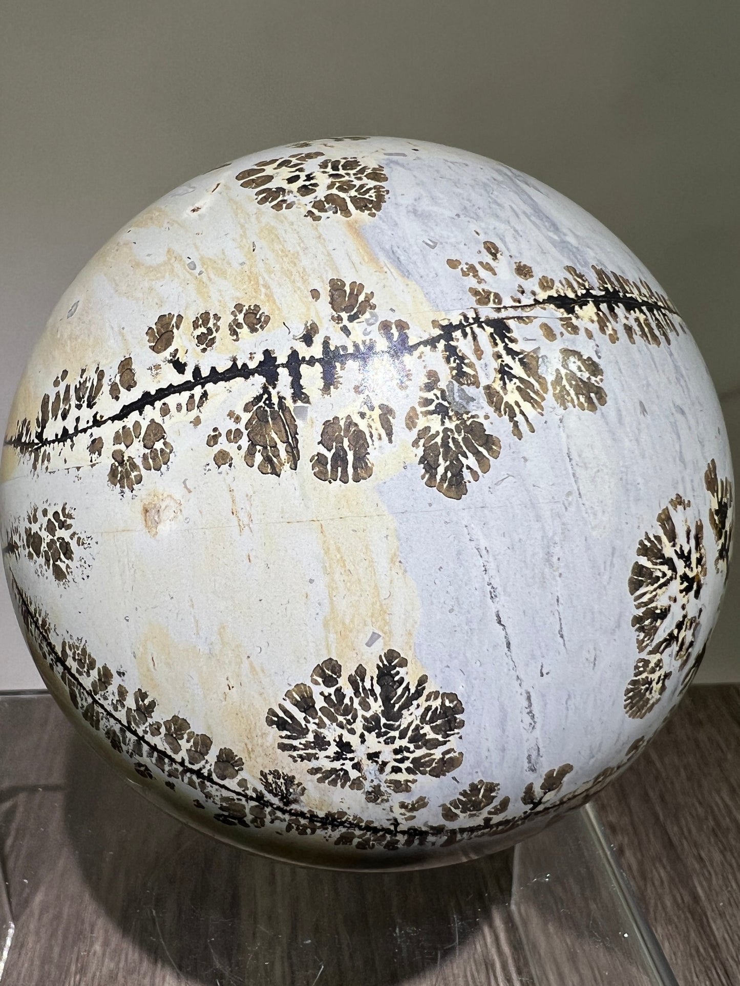 Picture Jasper Crystal Sphere. 85mm. Gorgeous Chinese Painted Stone. All Natural Stunning Display Sphere.