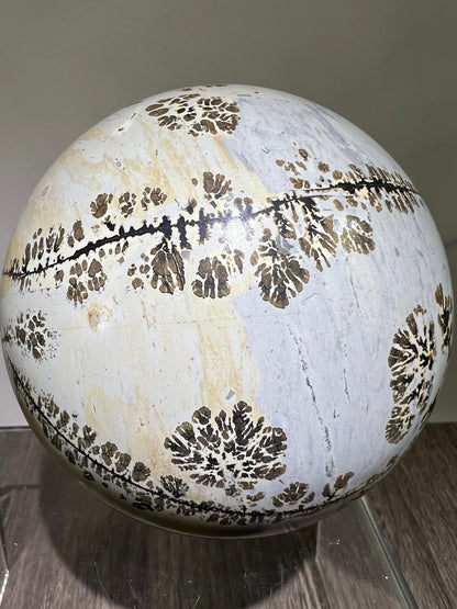 Picture Jasper Crystal Sphere. 85mm. Gorgeous Chinese Painted Stone. All Natural Stunning Display Sphere.