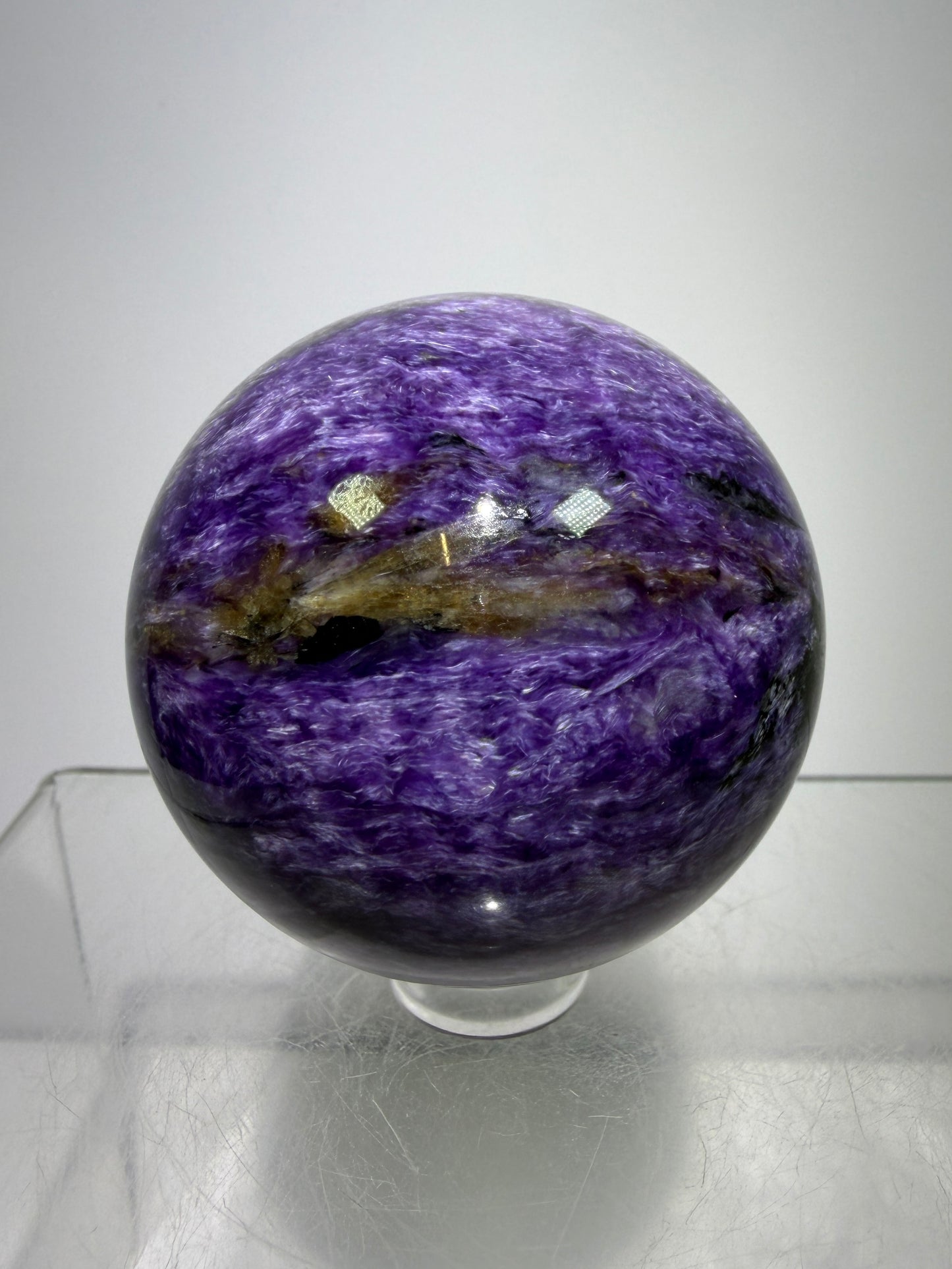 Charoite Crystal Sphere. 50mm. High Quality Beautiful Crystal. Amazing Patterns And Flash. Stunning Rare Crystal