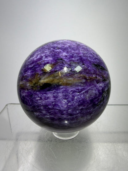 Charoite Crystal Sphere. 50mm. High Quality Beautiful Crystal. Amazing Patterns And Flash. Stunning Rare Crystal