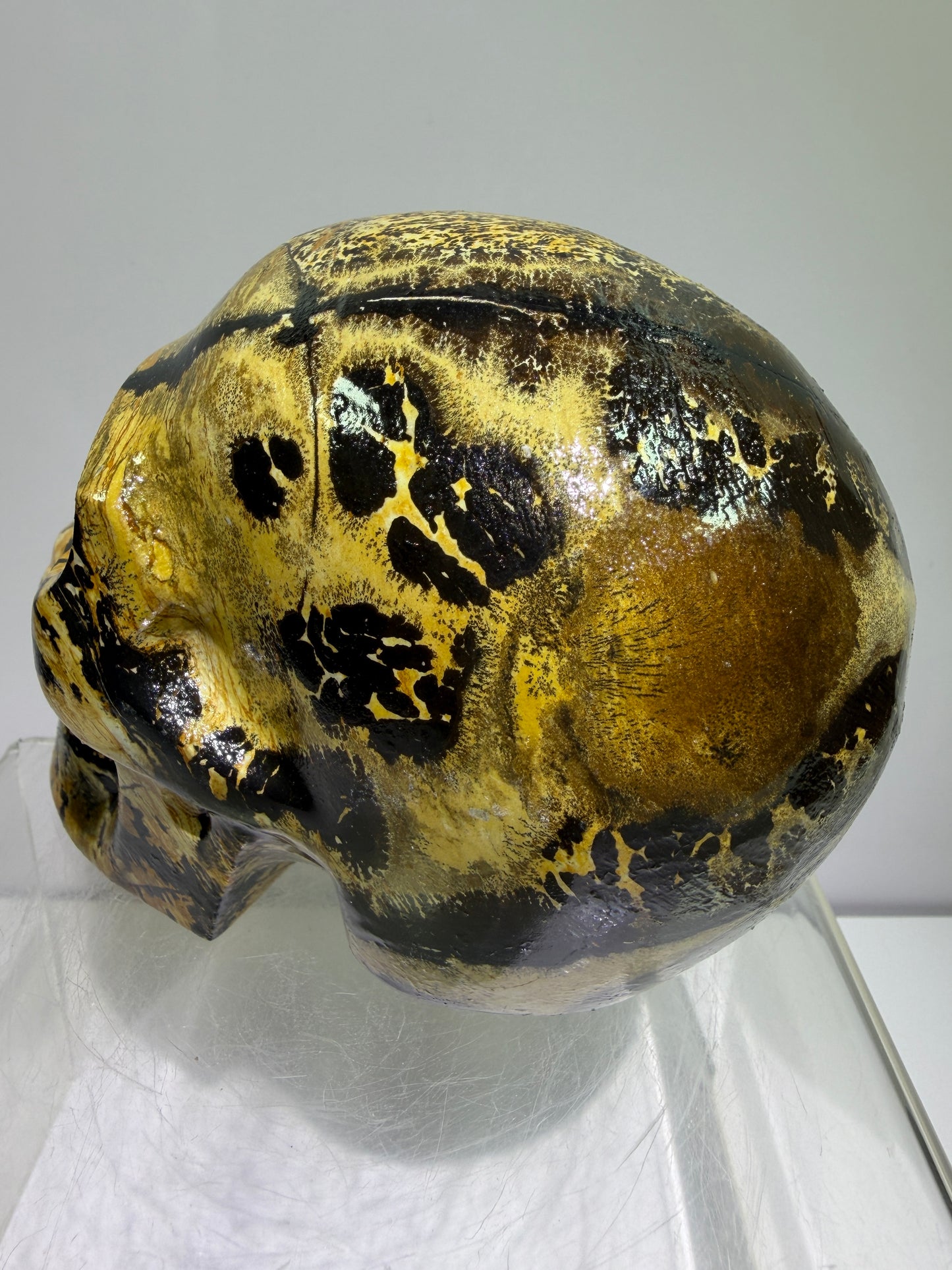 Picture Jasper Skull Carving: Amazing Large Scenic Jasper Carving. Gorgeous Color Combination And Patterns