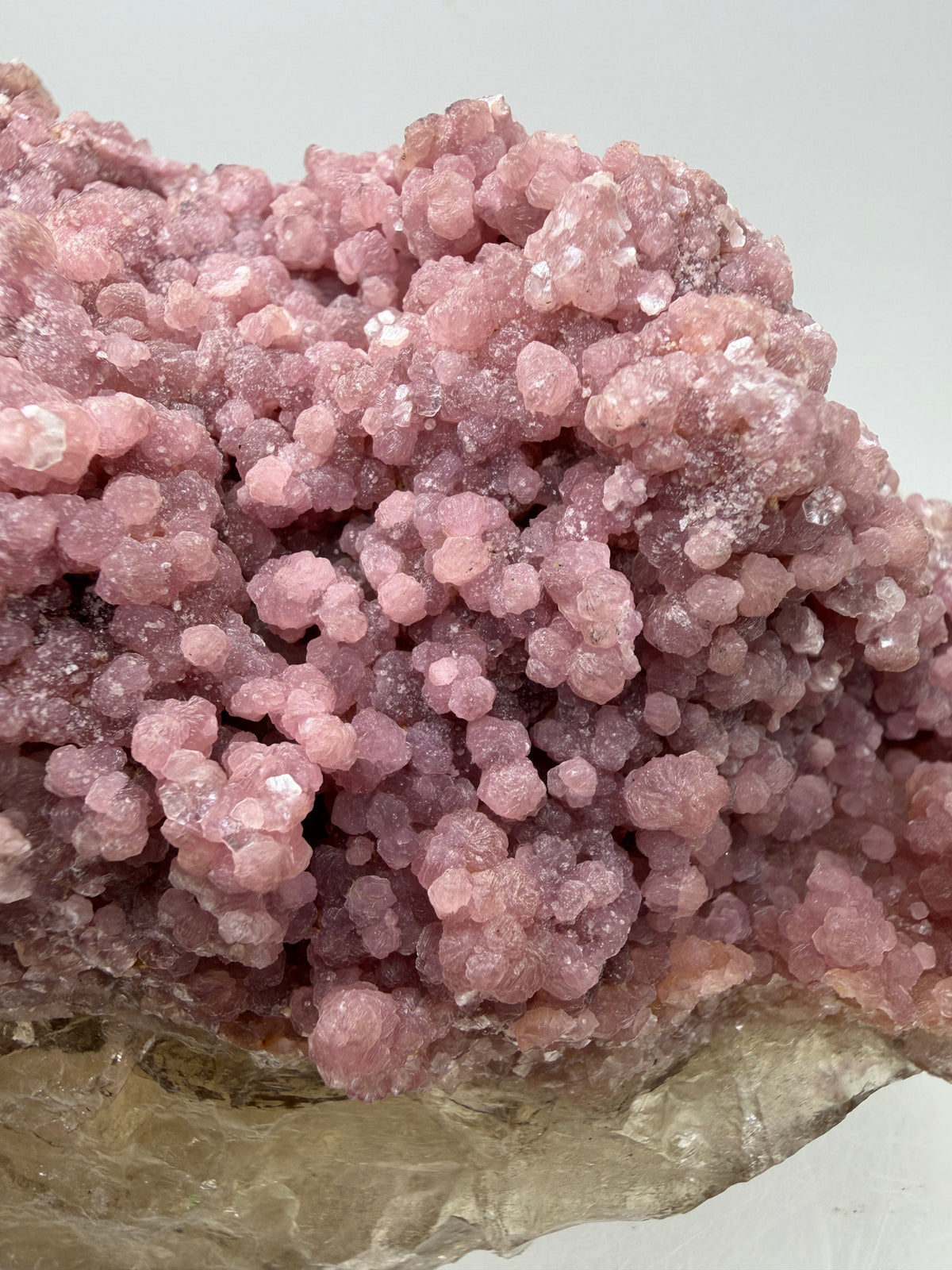 Pink Botryoidal Lepidolite And Tourmaline On A Citrine Matrix. Very Rare High Quality Specimen From Brazil. Gorgeous Large Pink Grape Agate
