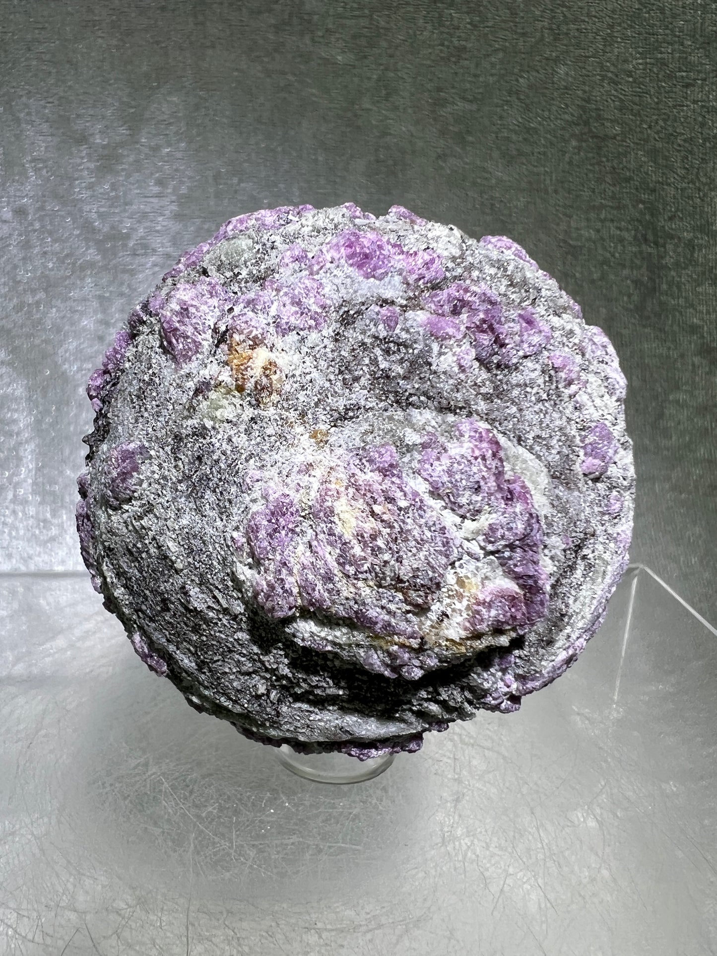 Plum Blossom Tourmaline Raw Sphere. 64mm. Very Unique and Eye Catching. One Of A Kind Display Sphere.