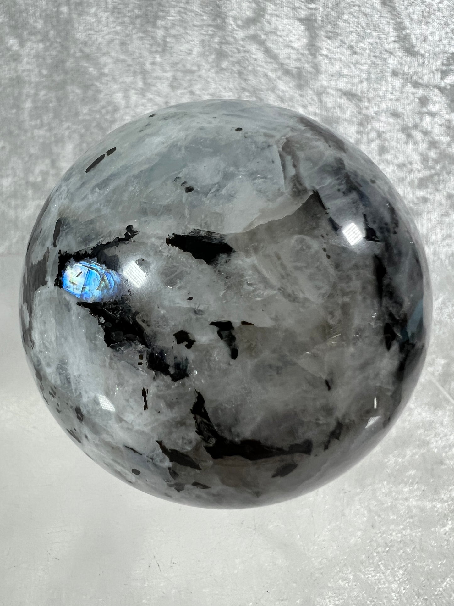 Rainbow Moonstone Sphere. 60mm. Gorgeous Rainbow And Blue Flash! High Quality Display Sphere