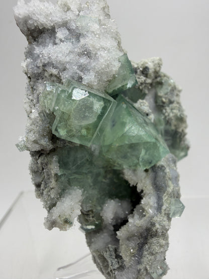 Fluorite Cubes Specimen. Gorgeous Rare Xianghualing Green Fluorite. High Quality Display Crystal