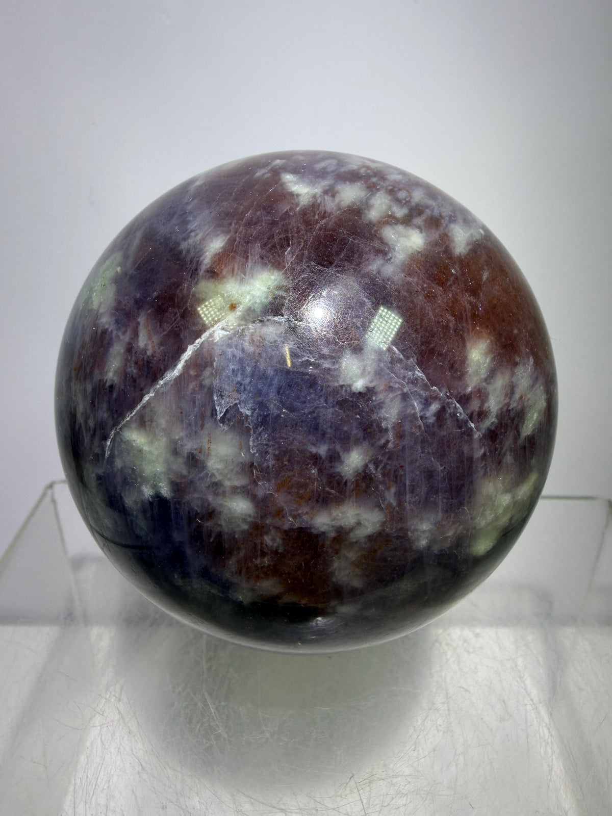 Bloodshot Iolite Sphere. 67mm. Rare Galaxy Iolite Sunstone Display Sphere. Amazing And Colorful Flash!
