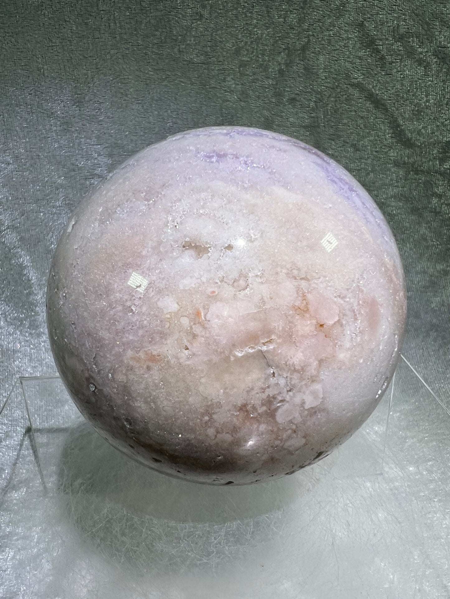 Flower Agate Sphere. 85mm. Gorgeous Purple Flower Druzy. Beautiful Combination Of Flower Agate And Amethyst. Amazing Display Sphere.