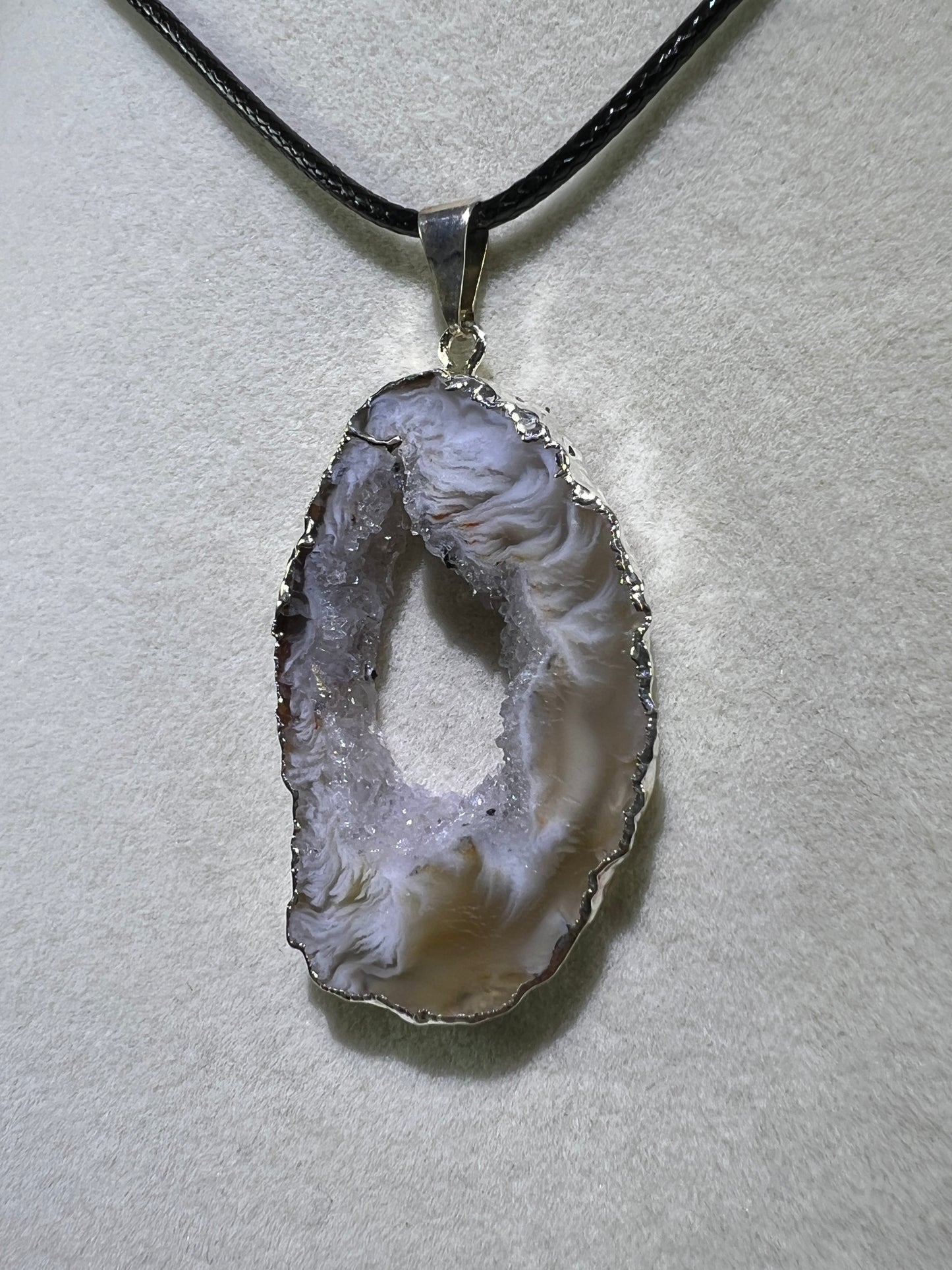 Druzy Agate Slice Pendant. Amazing Colors With Stunning Druzy. Gorgeous Crystal Pendant.