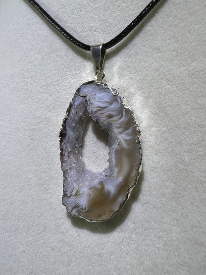Druzy Agate Slice Pendant. Amazing Colors With Stunning Druzy. Gorgeous Crystal Pendant.
