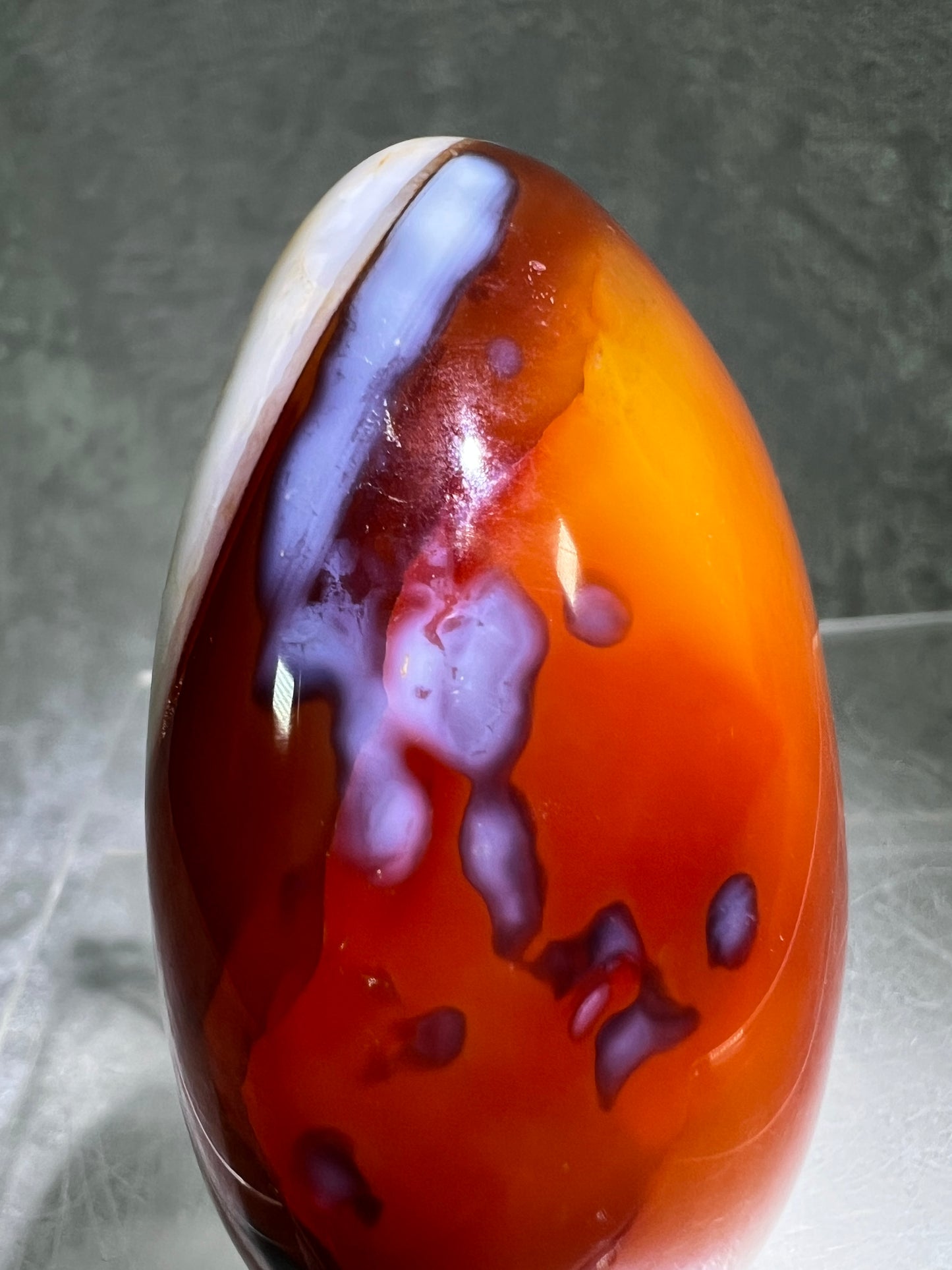 Carnelian Polished Freeform. Stunning Carnelian With Spots Of Orca From Madagascar. Amazing Colors On This High Quality Crystal