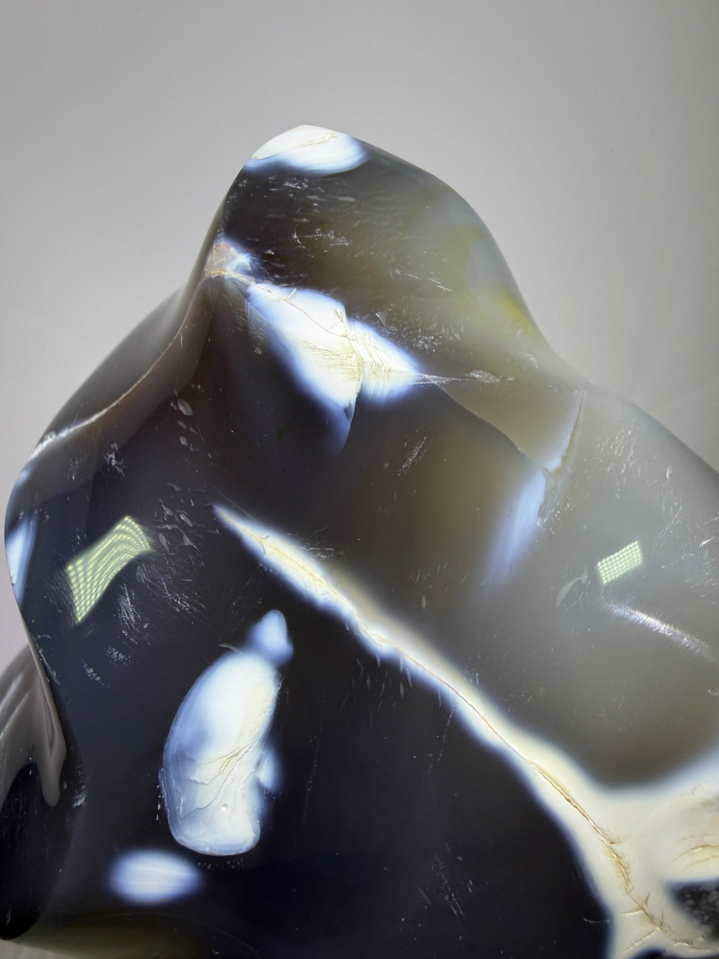 Orca Agate Freeform Flame. Very Rare And Stunning Blue Agate From Madagascar. Amazing Colors And Patterns.
