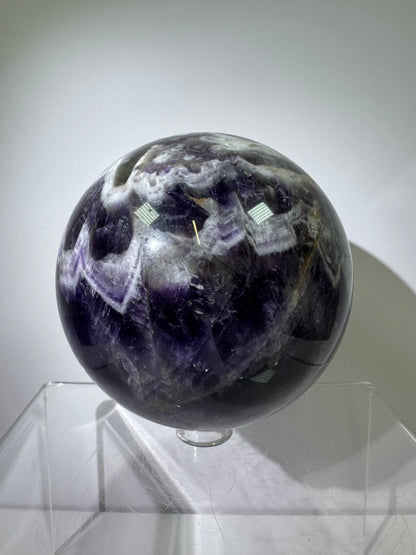 Dream Amethyst Sphere. 75mm. Large Chevron Amethyst Crystal. Beautiful Colors And Patterns