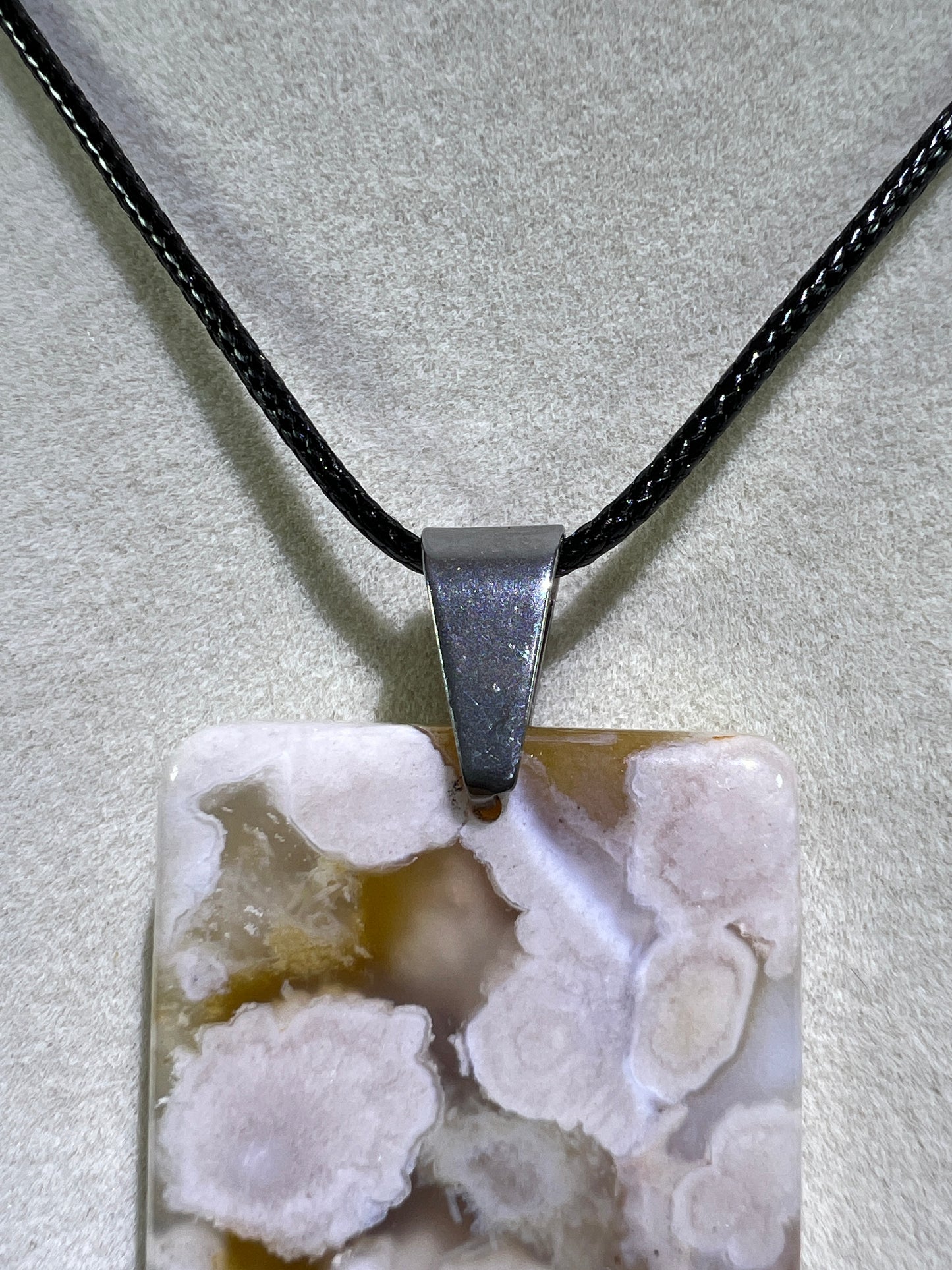 Flower Agate Rectangle Pendant. Lovely Agate Pendant From Madagascar. High Quality Crystal Jewelry