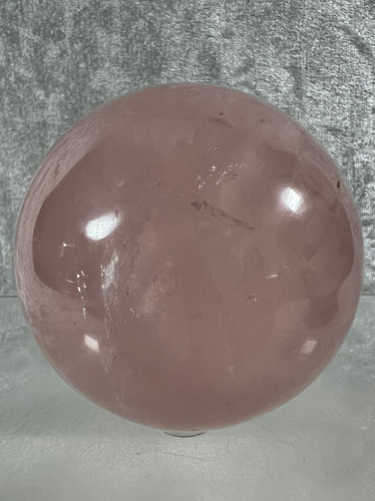 Rose Quartz Sphere. Rare Star Rose Quartz With Rainbows And Asterisms. High Quality Display Sphere.