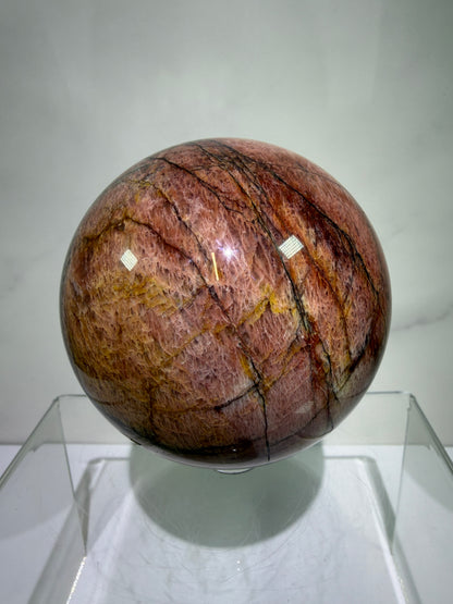 Pink Amazonite Crystal Sphere. 76mm. Stunning Colors And Flash. Gorgeous Rare Display Sphere.