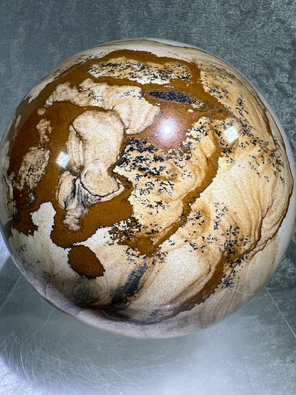 Picture Jasper Sphere. 125mm, 5.5lbs. Huge Rare Display Sphere. Amazing One Of A Kind Crystal From Namibia.