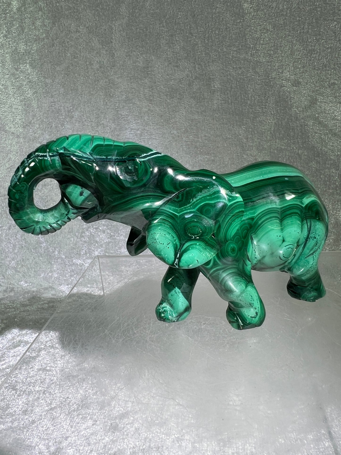 Malachite Elephant Carving From Africa. Amazing Piece Of Art For Your Collection
