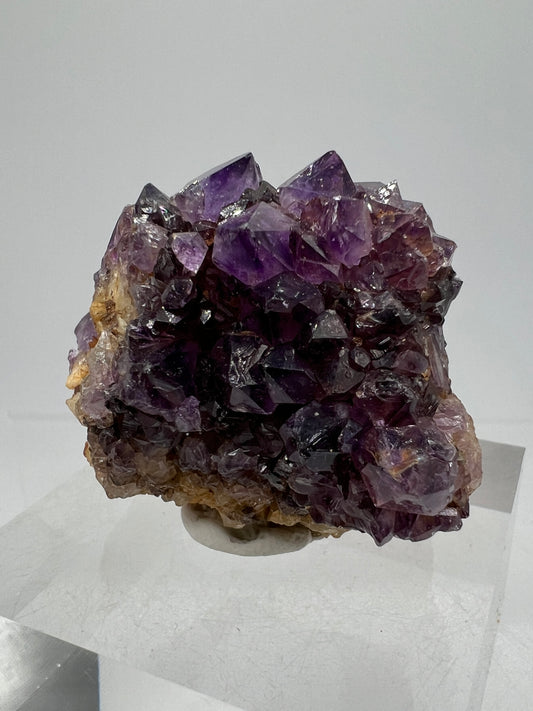 Amethystos Crystal Specimen. Gorgeous Amethyst Cluster From South Africa. Rare Deep Purple Display Crystal