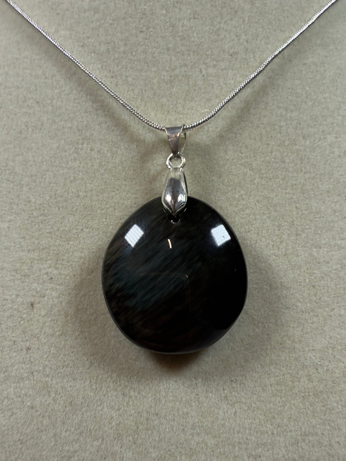 Velvet Obsidian Crystal Pendant. Rare Obsidian Cabochon. High Quality Jewelry
