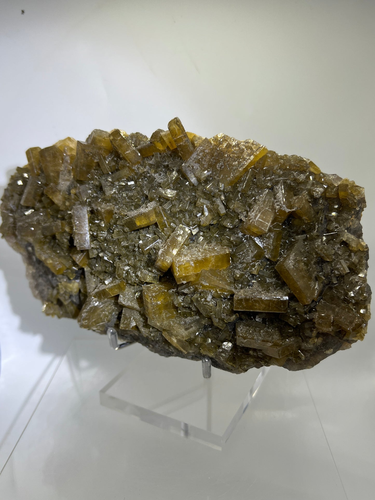 Golden Yellow Barite On A Fluorite Matrix. XL Stunning Mixed Mineral Specimen. Amazing Botryoidal Fluorite.