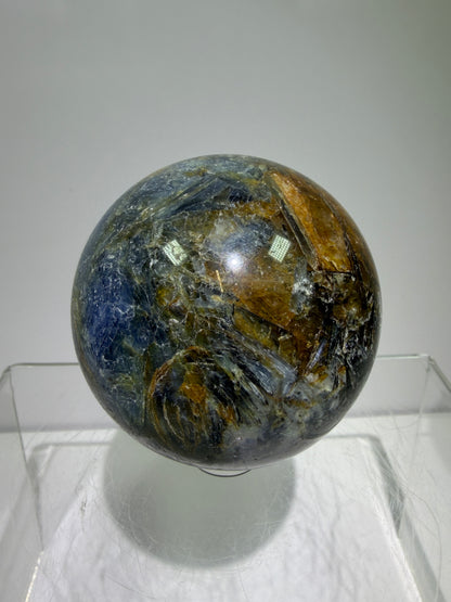 Kyanite Crystal Sphere. 58mm. Amazing Blue Kyanite Display Sphere. Rare Crystal With Stunning Flash