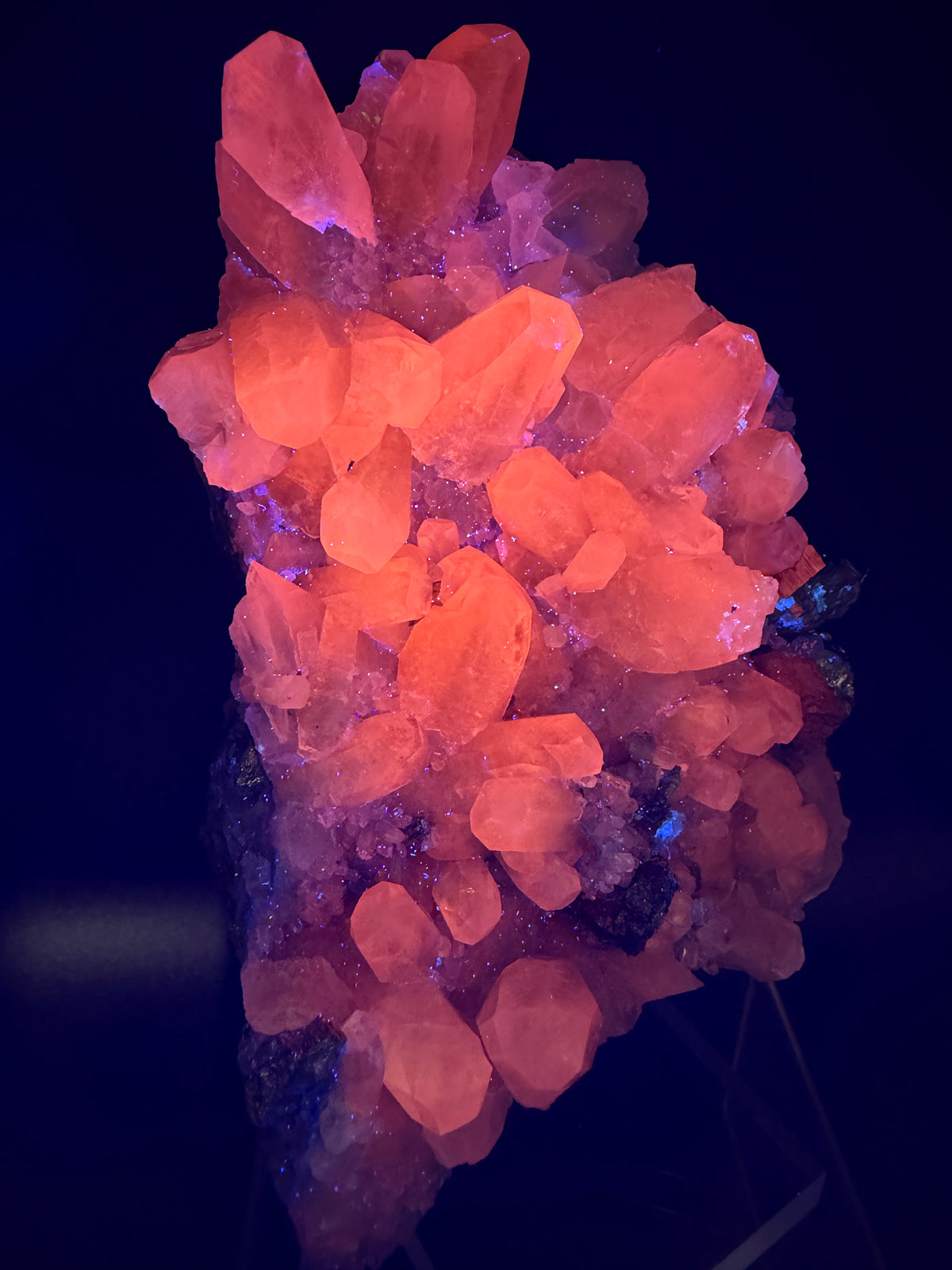 Pyrite And Mangano Calcite Display Specimen. Large High Quality Pyrite And UV Reactive Calcite From Peru. Amazing Rare Multi Mineral Specimen.
