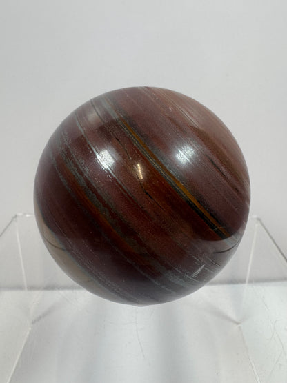 Tiger Iron Crystal Sphere. 61mm. Rare High Quality Display Sphere With Amazing Flash. Very Unique Dark Colors
