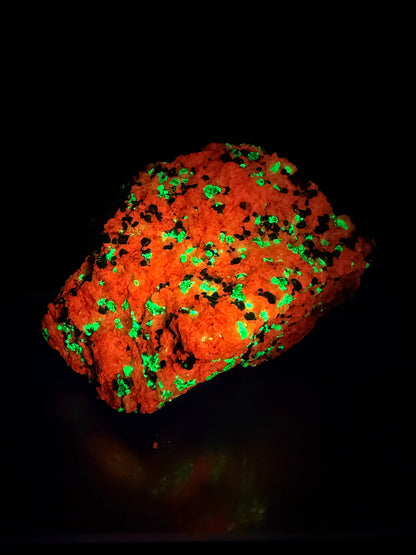 Franklinite, Willemite, And Calcite UV Specimen. Beautiful UV Reactive Crystals With Stunning Colors. High Quality Display Crystal