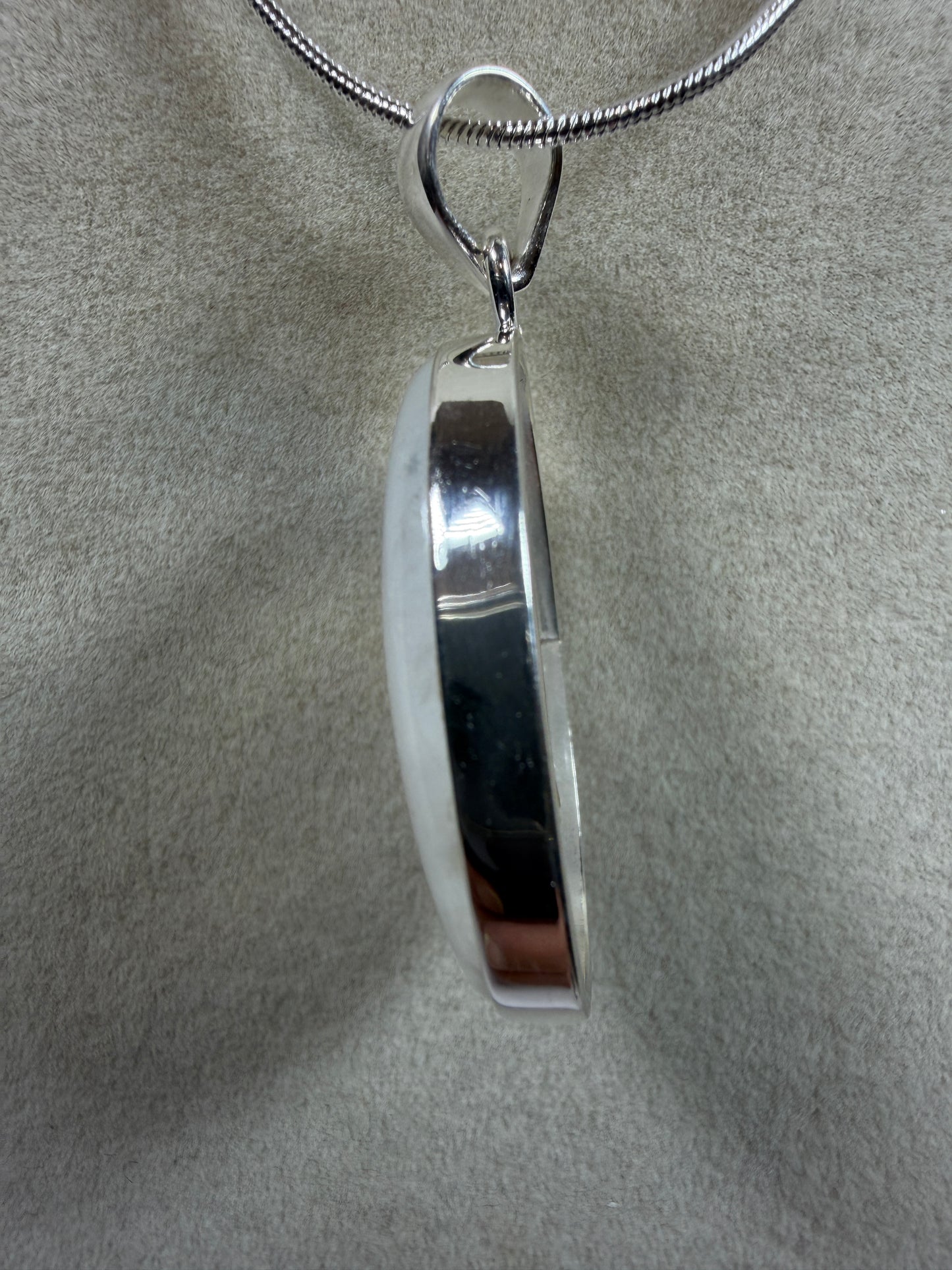 Rainbow Moonstone Crystal Pendant. Beautiful S925 Silver Crystal Jewelry. Amazing Colors With Great Flash!