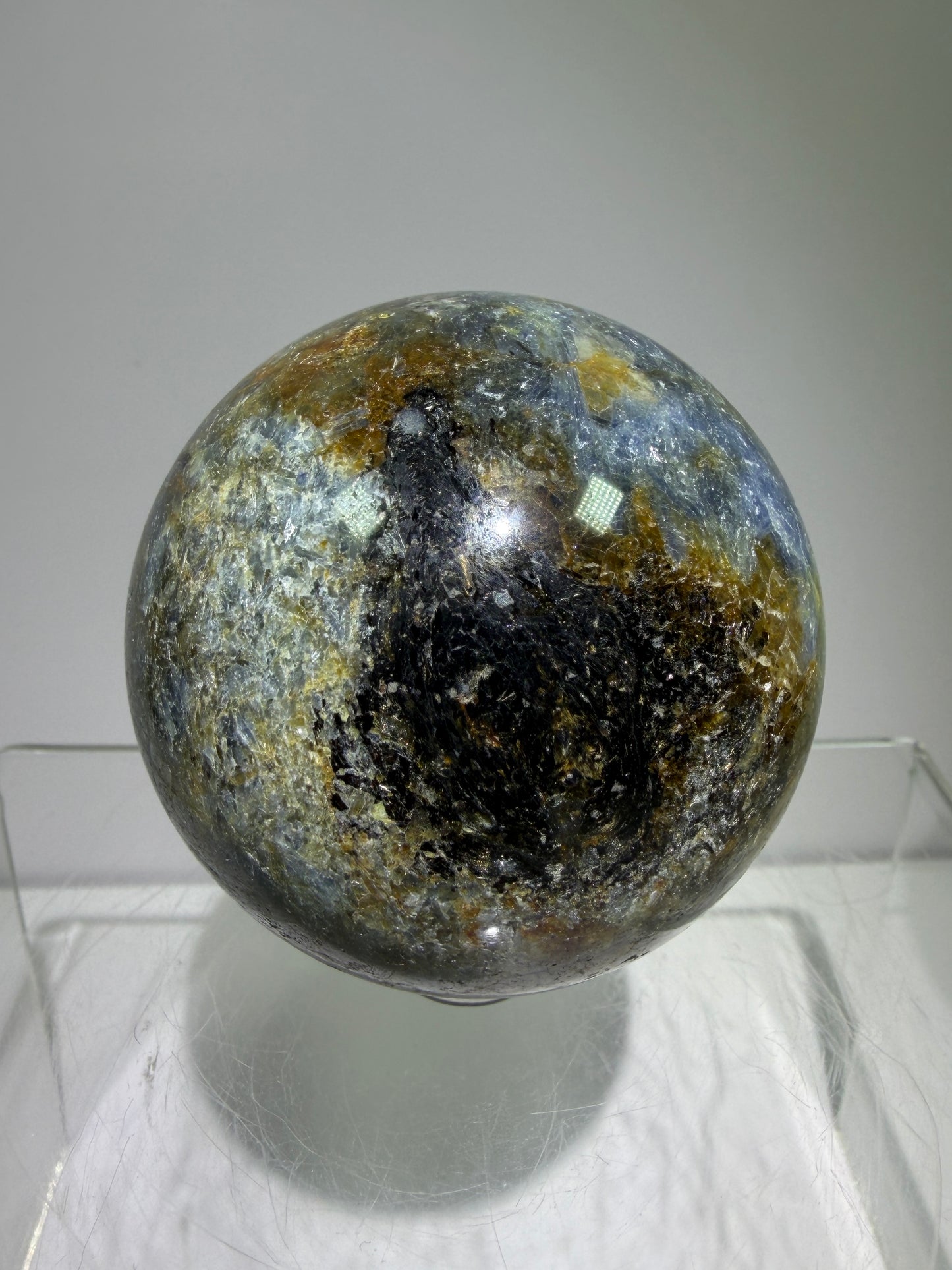Kyanite Crystal Sphere. 58mm. Amazing Blue Kyanite Display Sphere. Rare Crystal With Stunning Flash