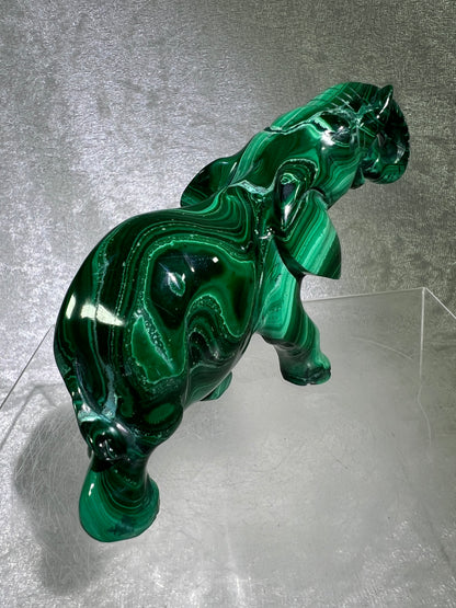 Malachite Elephant Carving From Africa. Amazing Piece Of Art For Your Collection