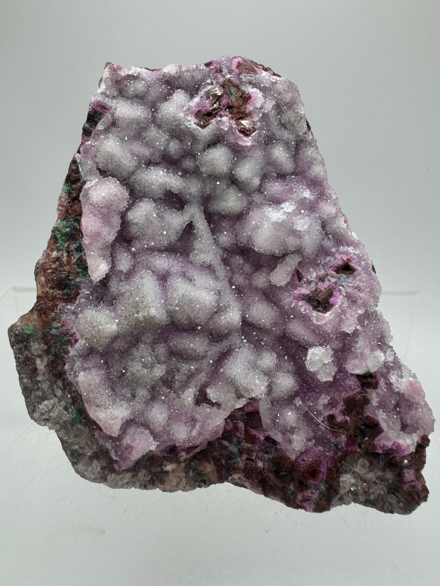 Salrose And Malachite Specimen. Rare Druzy With Gorgeous Colors And Crystals. Stunning Cobaltion Dolomite Specimen From The Congo.