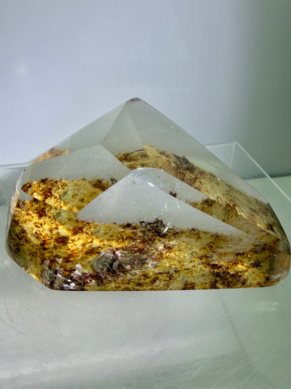 Garden Quartz Polished Freeform. Gorgeous Red And Yellow Landscape Quartz From Brazil. Very High Quality Lodolite Freeform.