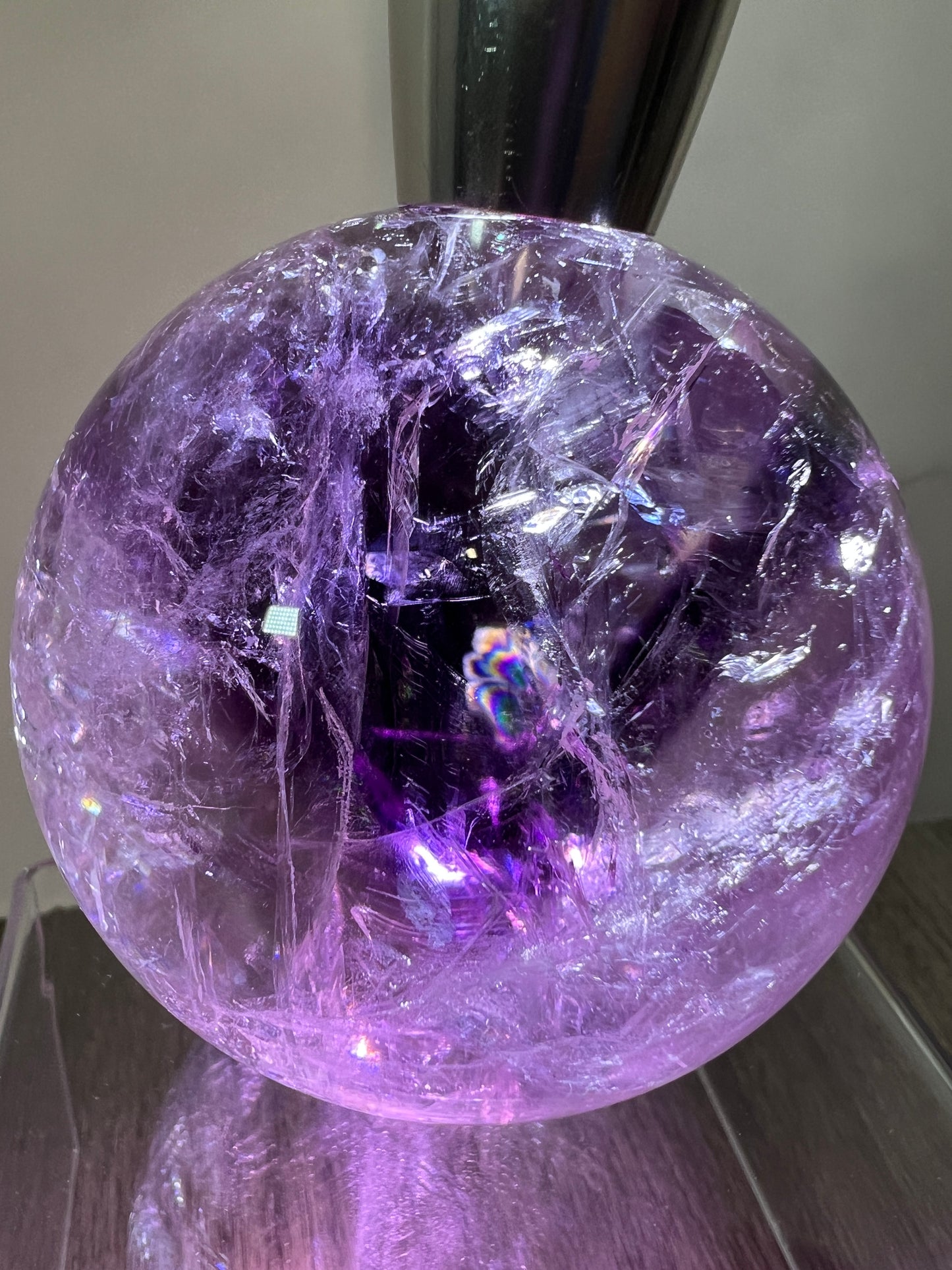 Phantom Amethyst Sphere. 74mm. Rare Amethyst With Amazing Rainbows. High Quality Beautiful Crystal.