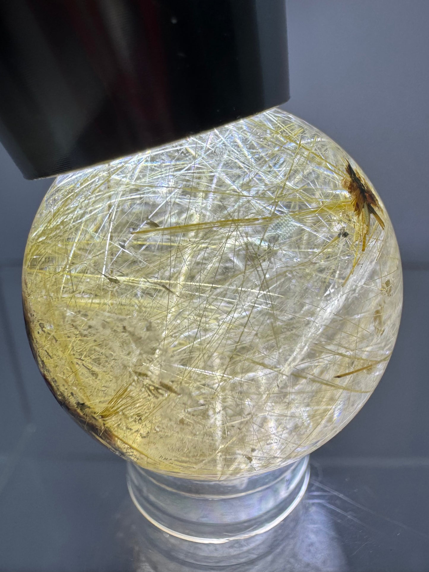 Rutile Quartz Sphere. Amazing Rare Rutile Flowers. Small But Mighty!