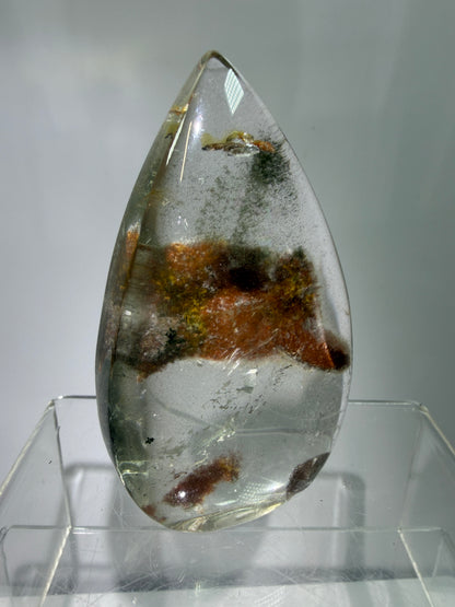 Garden Quartz Crystal Flame. Gorgeous Orange And Green Landscape. Rare Lodolite Quartz Flame