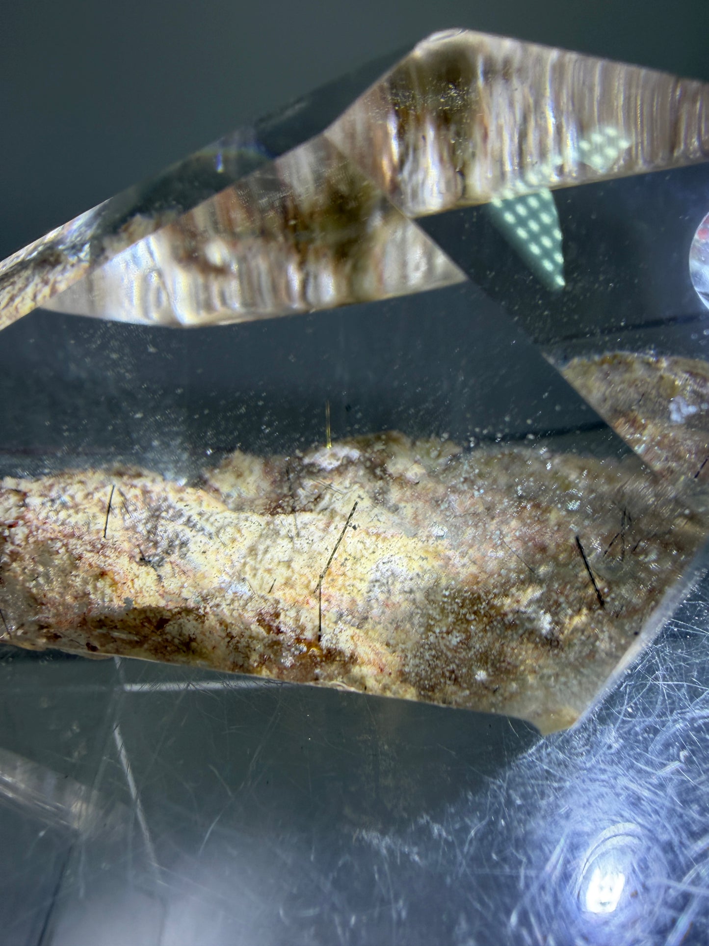 Garden Quartz Polished Freeform. Gorgeous Tourmaline And Scenic Quartz From Brazil. Very High Quality Lodolite Freeform.