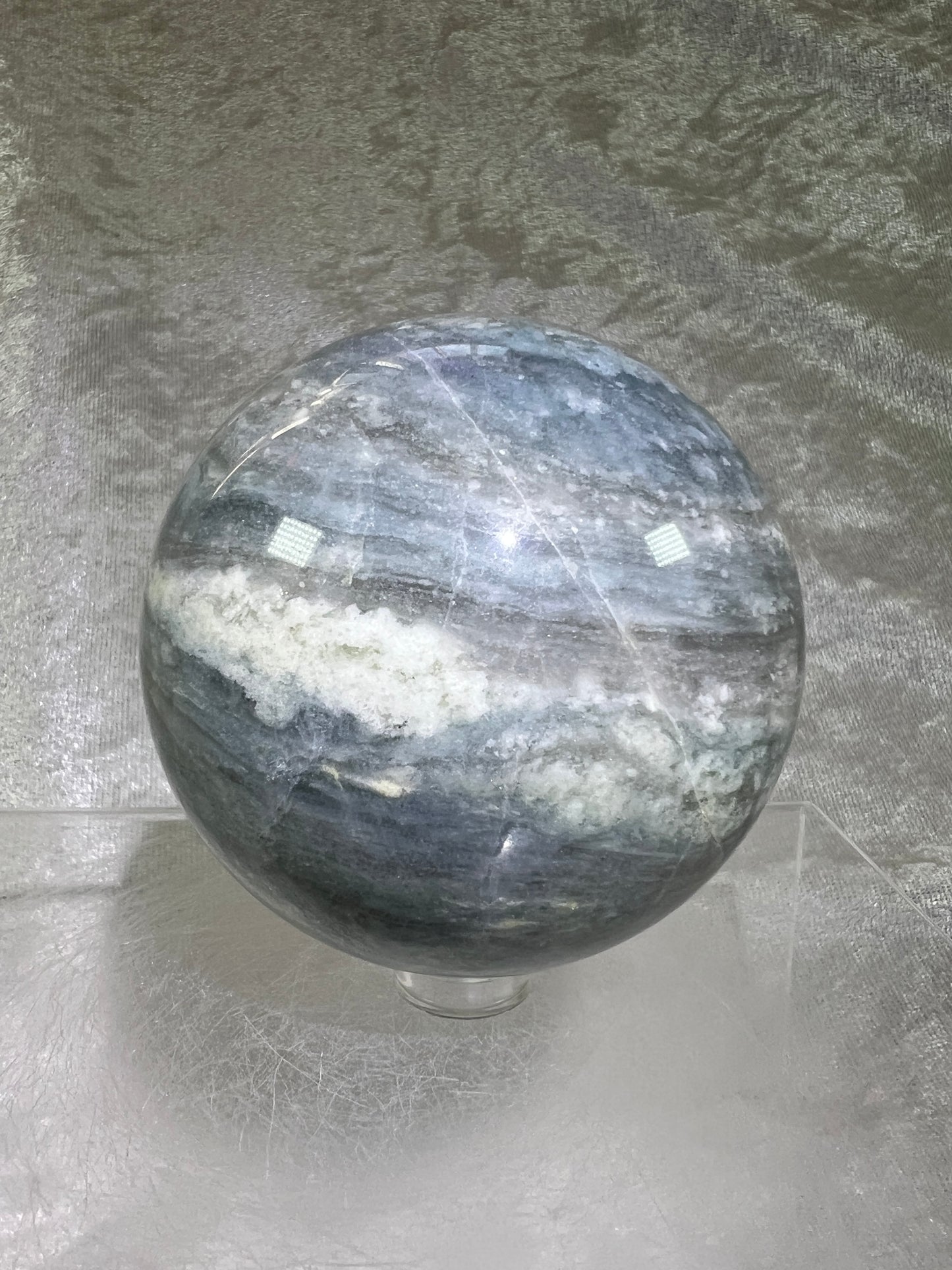 Calcite Blue Cloud Crystal Sphere. 72mm. Gorgeous Colors With Amazing Patterns.