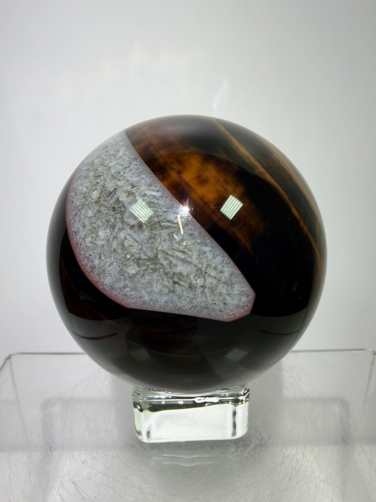Silk Agate Sphere. 61mm. Gorgeous Banded Agate From Madagascar. Stunning Colors And Patterns On This Display Sphere.