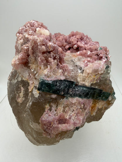 Pink Botryoidal Lepidolite And Tourmaline On A Citrine Matrix. Very Rare High Quality Specimen From Brazil. Gorgeous Large Pink Grape Agate