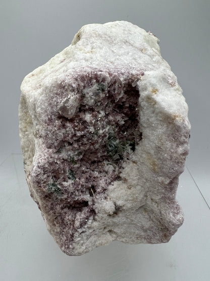 Lepidolite and Green Tourmaline Specimen. Gorgeous Mineral Cluster From Brazil. Lots Of Flash And Crystallization. Beautiful Color Contrasts.