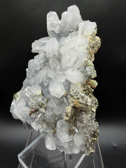 Pyrite And Mangano Calcite Display Specimen. Large High Quality Pyrite And UV Reactive Calcite From Peru. Amazing Rare Multi Mineral Specimen.